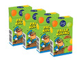 4 x Fazer Palle Kuling Fruktpastiller Tablettask 38g – four green candy boxes lined up showing the Palle Kuling captain character and colorful fruit dot illustrations, Fazer logo, soft fruit pastilles in pear, orange, raspberry & pineapple, 152g total
