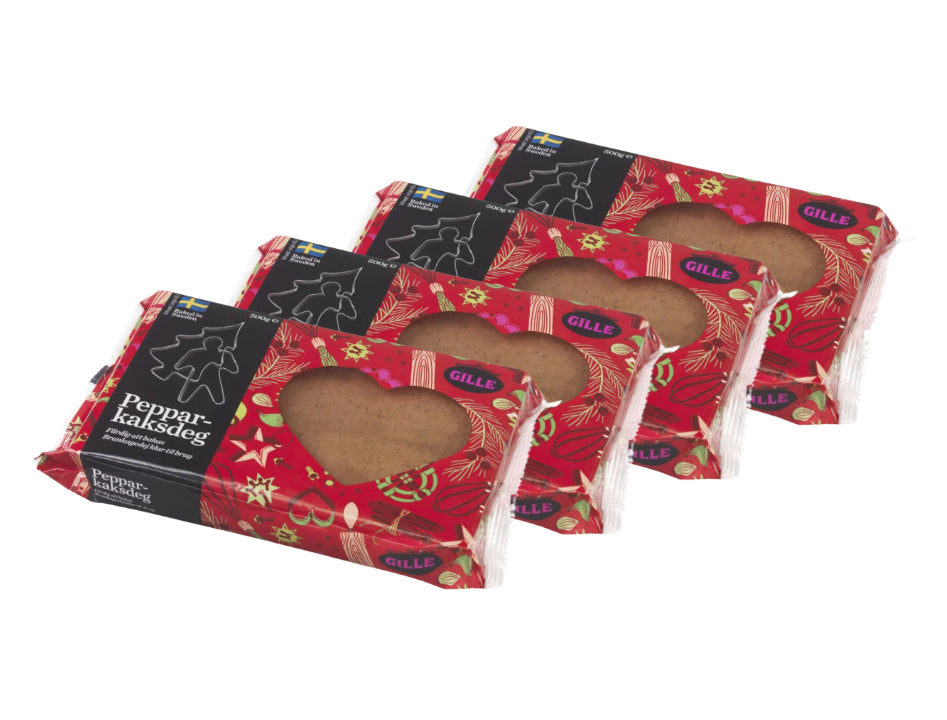 4 x Gille Pepparkaksdeg 500g 17.6 oz Swedish ready-made gingerbread cookie dough packages with cinnamon ginger and cloves