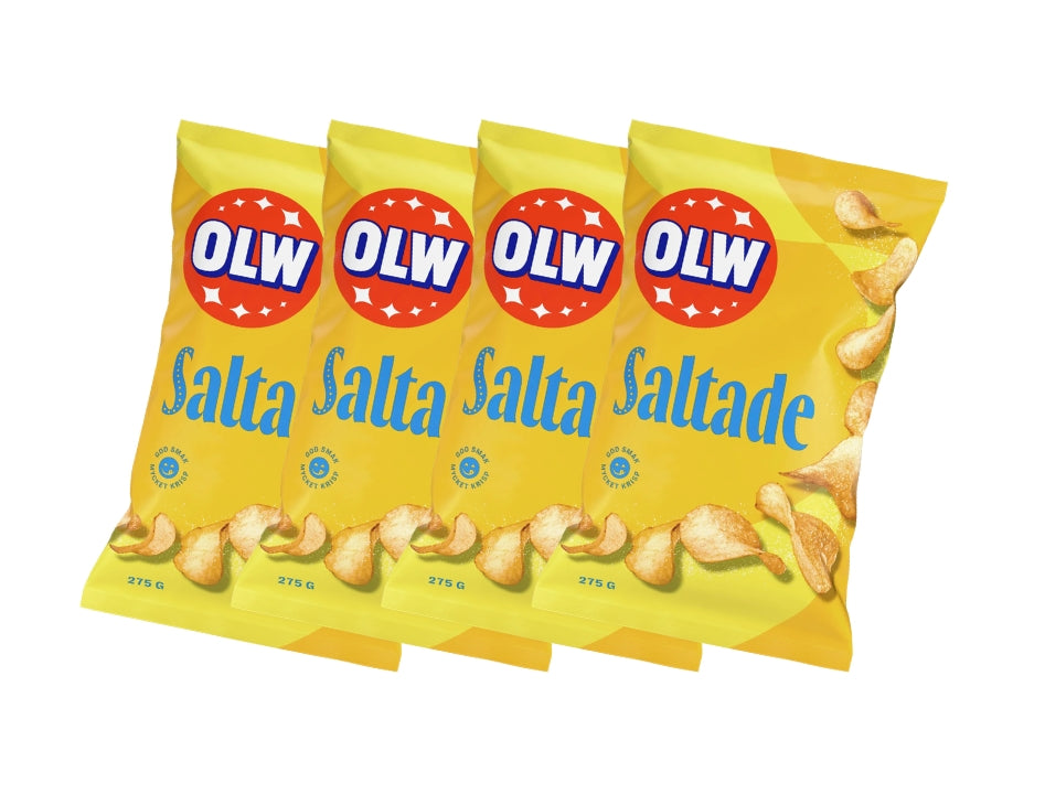 4 x OLW Chips Lättsaltade 275g – Lightly Salted Swedish Potato Chips Multipack, 1,100g (38.8 oz)