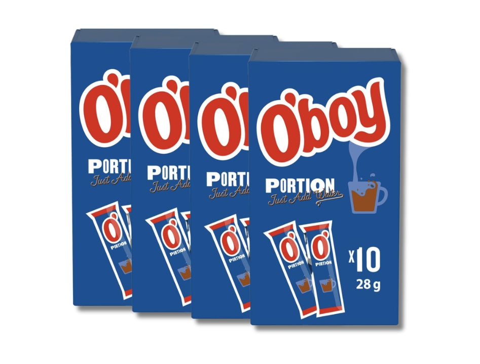 4 x O'boy Portion Vattenlöslig boxes – Swedish instant chocolate drink mix, 10 x 28g sachets per box, just add water
