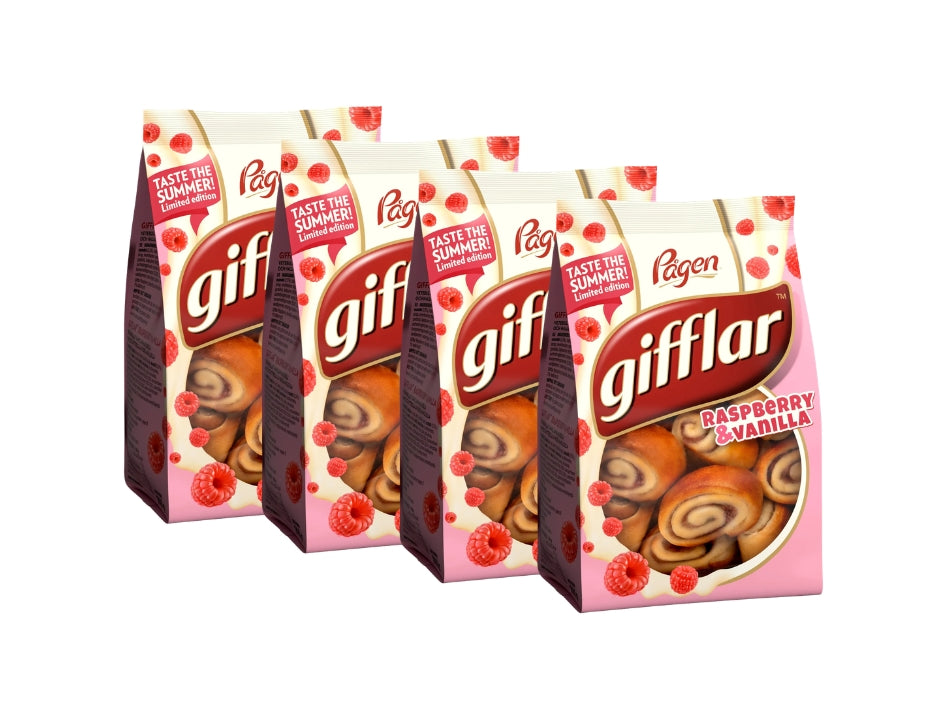 4 x Pågen Gifflar Raspberry 260g – Swedish Mini Raspberry & Vanilla Sweet Rolls
