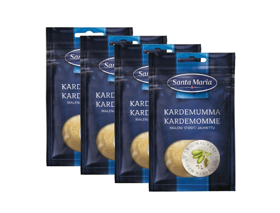 4 x Santa Maria Kardemumma Malen 18g – Ground Cardamom Multipack for Swedish Baking, 72g total, warm aromatic flavour for cardamom buns, cinnamon buns and semlor
