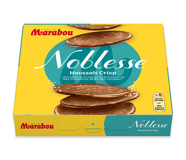 1 Box of Marabou Noblesse Havssalt (sea salt) Crisp 150g (5.29 Oz) - Swedish Milk Chocolate with sea salt, swedish chocolate, milk chocolate