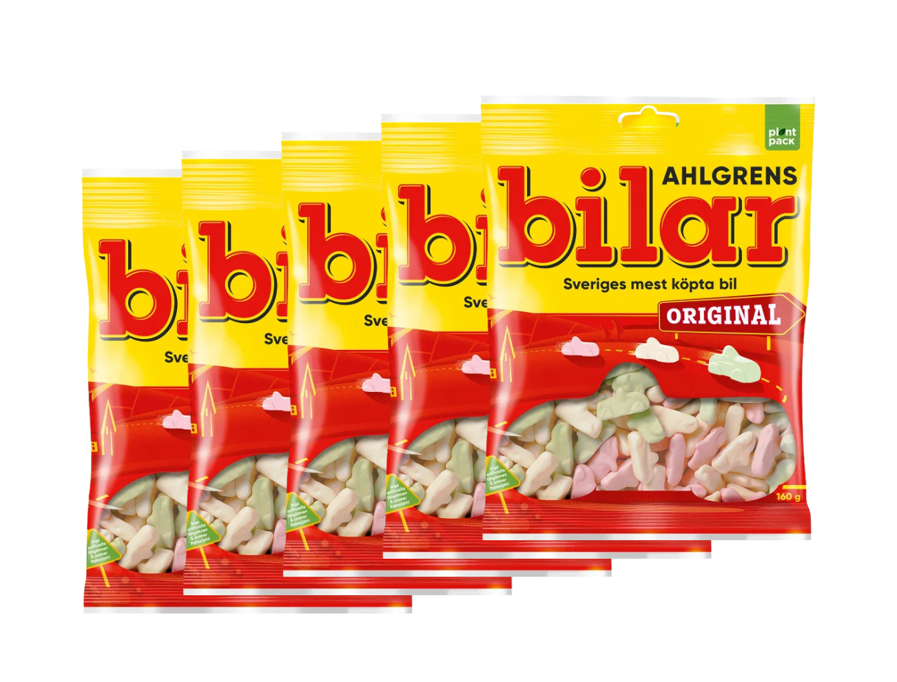 5 x Ahlgrens Bilar Original 160g – Classic Swedish Soft Foam Candy Cars, 800g total, fruity chewy car-shaped sweets, Sweden's best-selling candy
