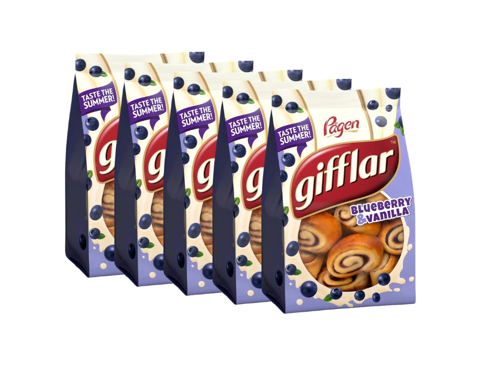5 x Pågen Gifflar Blueberry & Vanilla 260g – Swedish Mini Blueberry & Vanilla Sweet Rolls
