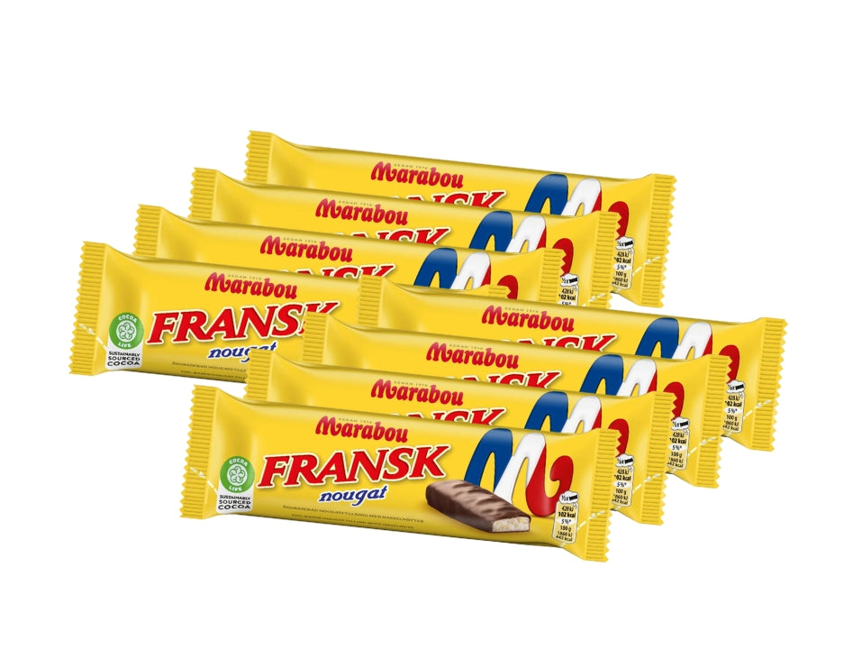 8 x Marabou Fransk Nougat Dubbel 46g – Chocolate-Covered French Nougat with Hazelnuts and Honey, 368g (13.0 oz)