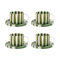 Olsson & Jensen Monica Cup & Saucer Set – Green – 4 Cups & 4 Saucers – Hand-Painted Stoneware