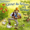 Känner du Pettson och Findus? – Swedish board book cover by Sven Nordqvist, showing Pettson carrying a tray with pancakes and coffee through his garden with Findus the cat and hens, published by Opal, 16 pages, ages 0–3, ISBN 9789172996564
