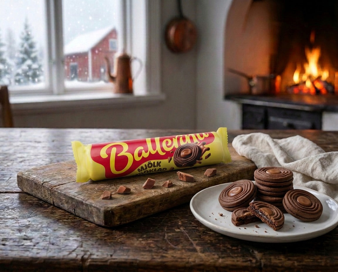 Ballerina Mjölkchoklad 205g Swedish cocoa sandwich cookies with smooth creamy milk chocolate filling