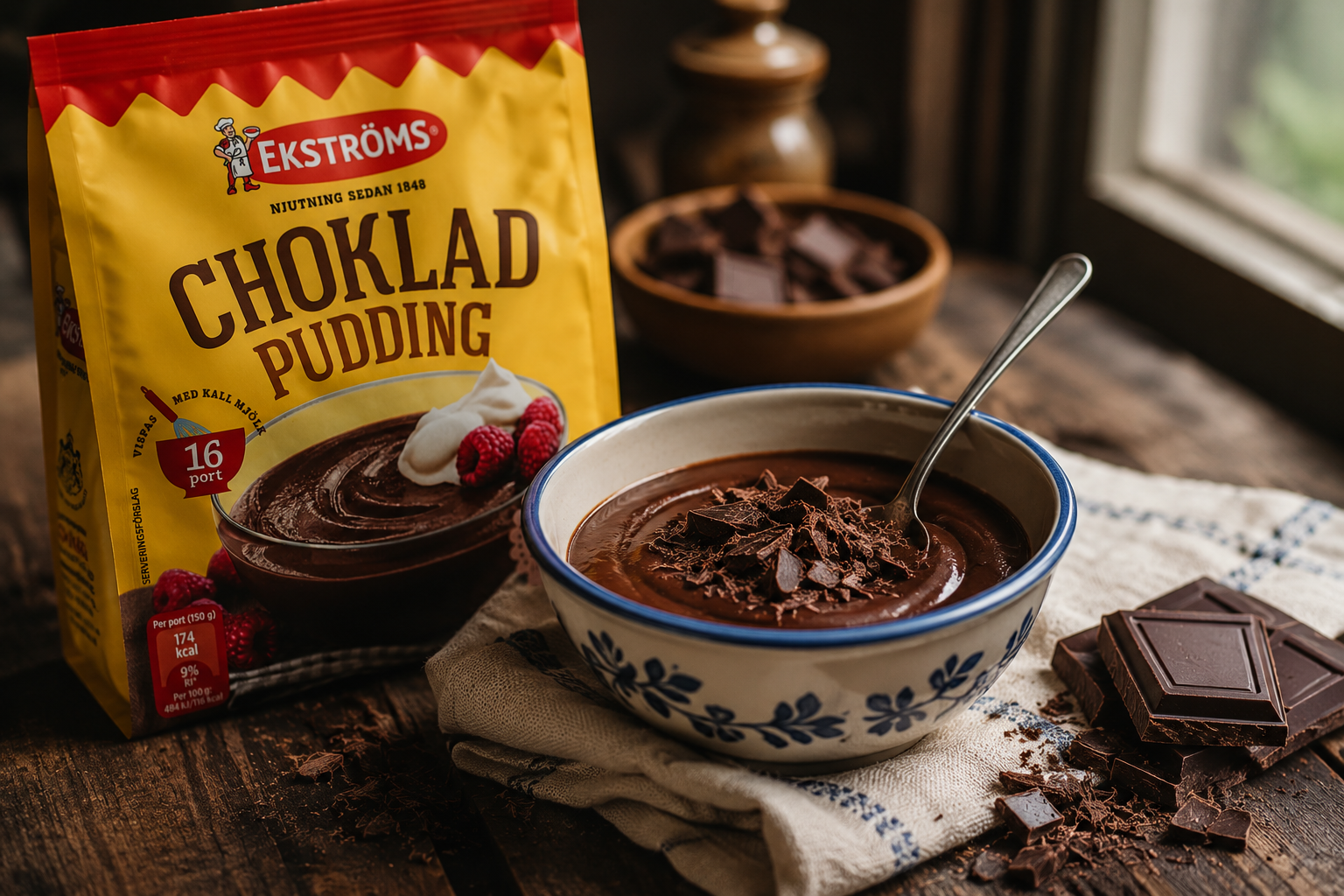 Ekströms Chokladpudding 16 Portioner 2 × 480g (2 × 16.93 oz) – Authentic Swedish Chocolate Pudding Mix