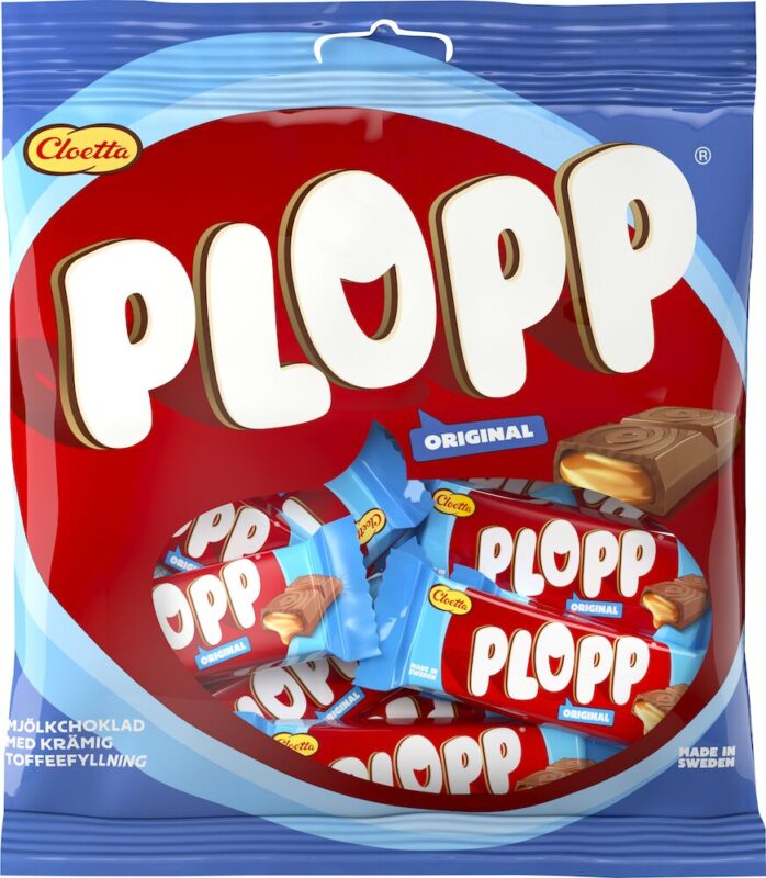 Cloetta Plopp Original Mini 156g – Swedish milk chocolate with soft caramel filling, included in the Swedish Candy Box Medium
