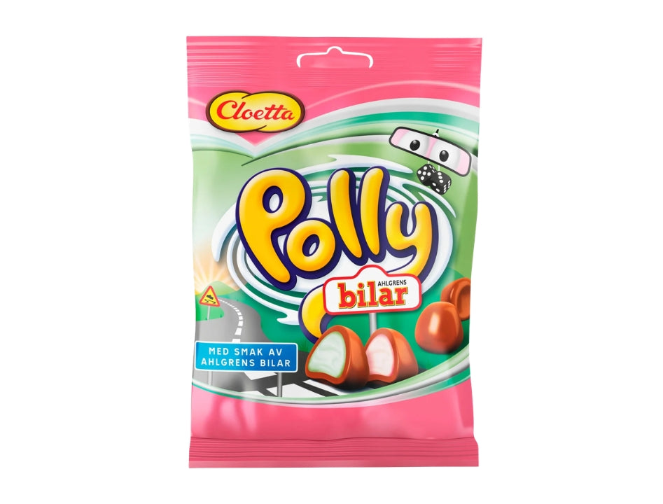 Cloetta Polly Bilar 150g – Swedish chocolate-coated foam candy with Ahlgrens Bilar flavor