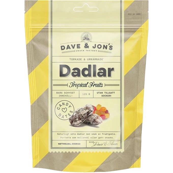 4 Pack Dave & Jons Dadlar Tropical Fruit - Date-Based Tropical Candy (125g / 4.40oz)