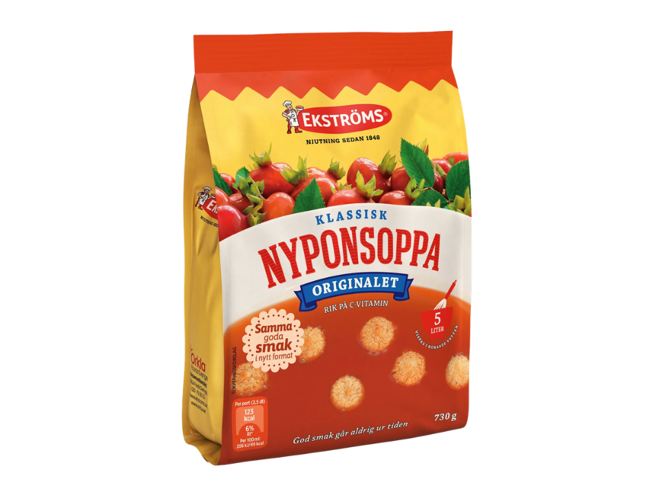 Ekströms Klassisk Nyponsoppa 730g – Swedish rosehip soup, rich in vitamin C, makes 5 litres, included in the Taste of Sweden Box Large
