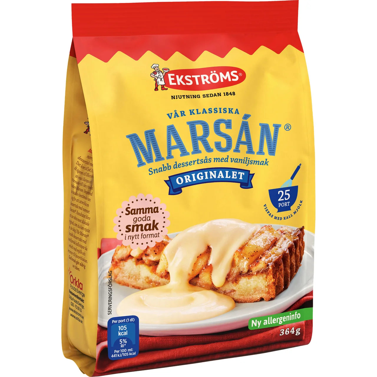 Ekströms Marsán Snabb Dessertsås 364g – classic Swedish instant vanilla dessert sauce, 25 servings, made by Ekströms since 1848
