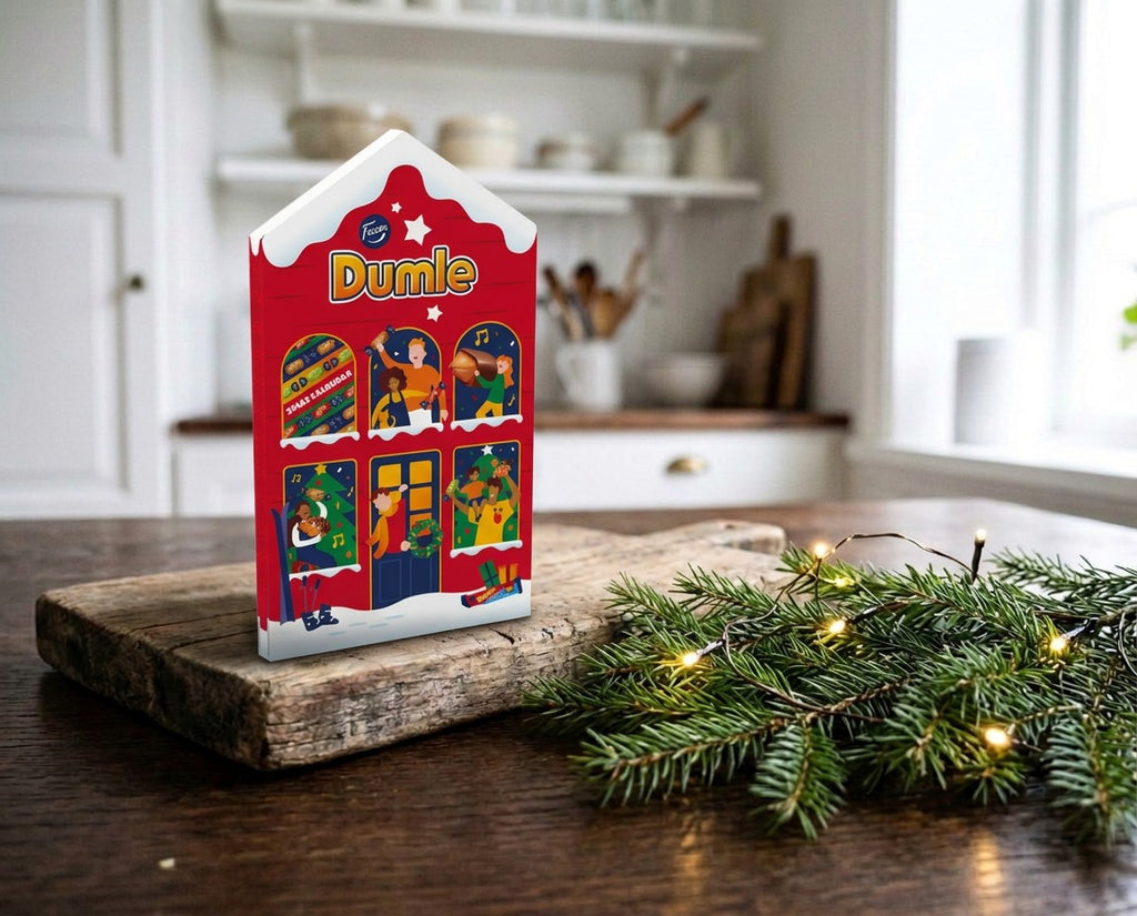 Fazer Dumle Julkalender 225g 7.9 oz Finnish chocolate Advent calendar with 24 doors and six Dumle varieties