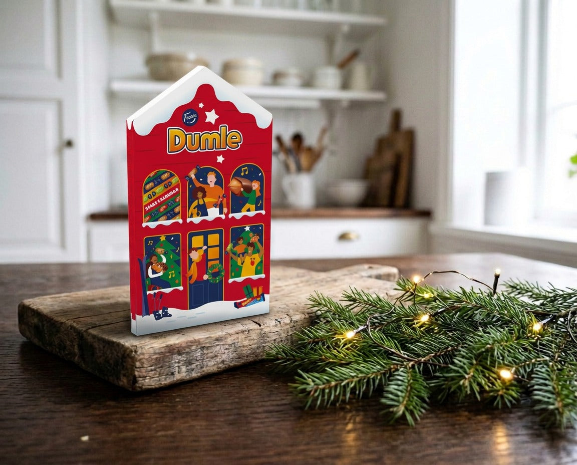 Fazer Dumle Julkalender 225g 7.9 oz Finnish chocolate Advent calendar with 24 doors and six Dumle varieties
