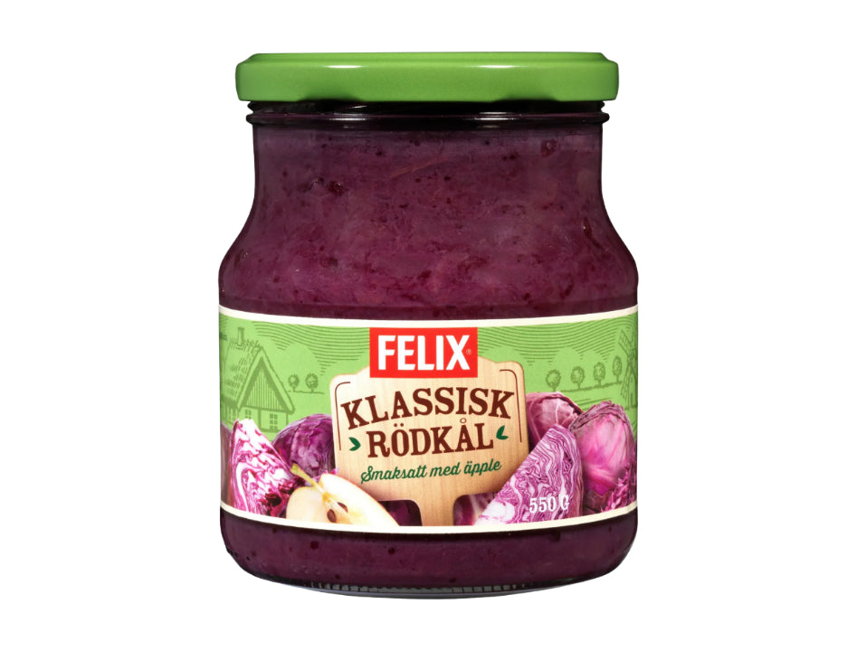 Felix Klassisk Rödkål 550g 19.4 oz classic Swedish sweet and sour red cabbage with apple
