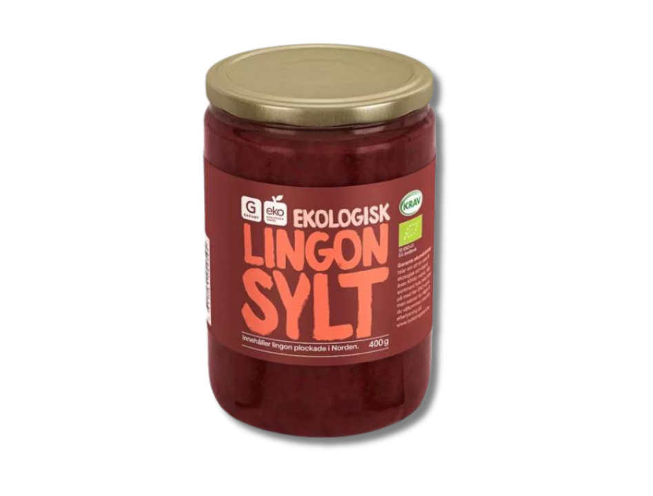 Garant Ekologisk Lingonsylt 400g – Swedish organic lingonberry jam, KRAV certified, included in the Taste of Sweden Box Medium
