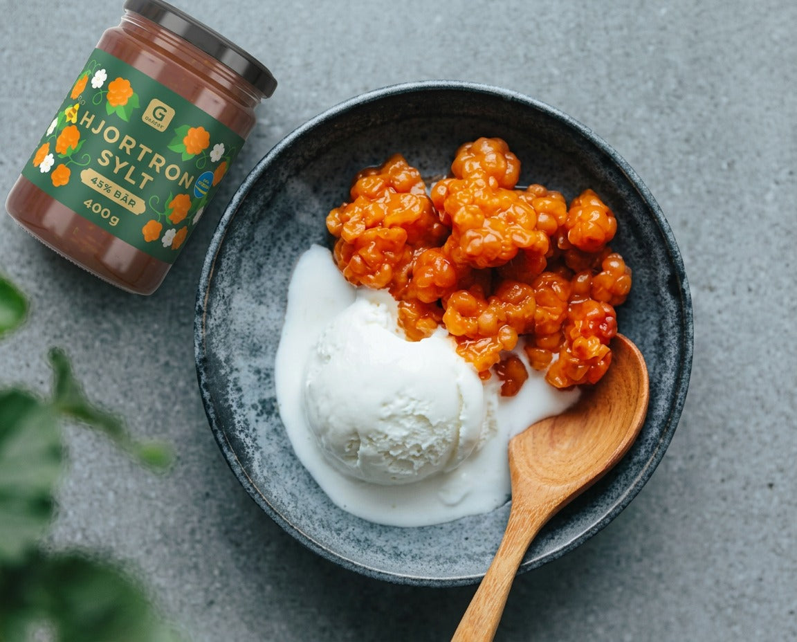Garant Hjortronsylt 400g 14.1 oz Swedish cloudberry jam with 45 percent Swedish cloudberries