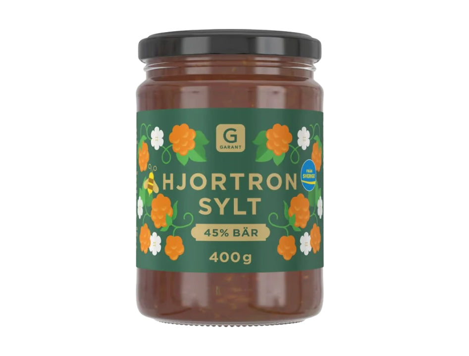 Garant Hjortronsylt 400g 14.1 oz Swedish cloudberry jam with 45 percent Swedish cloudberries