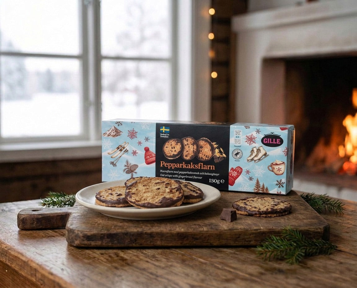 Gille Pepparkaksflarn 150g Swedish gingerbread oat crisps with cocoa filling, cinnamon ginger and cloves