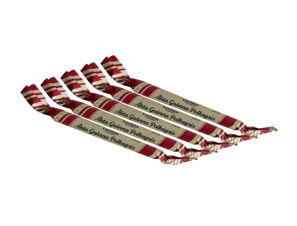 Grenna Polkagriskokeri SOCKERFRI Polkagris 5 x 40g – Handmade Swedish sugar free peppermint rock candy sticks from Gränna

