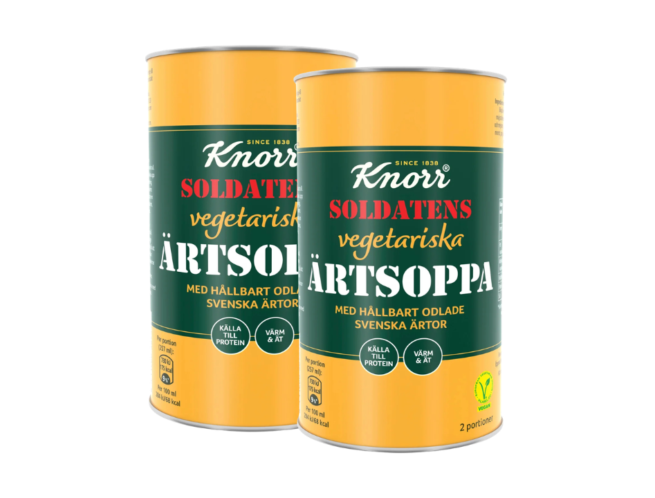 2 Cans of Knorr Soldatens Vegetarisk Ärtsoppa 530g (18.70 oz) – Authentic Swedish Vegetarian Yellow Pea Soup