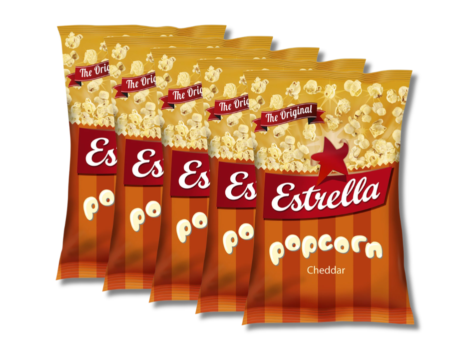 5 Bags of Estrella Popcorn Cheddar – 65g (2.29oz)