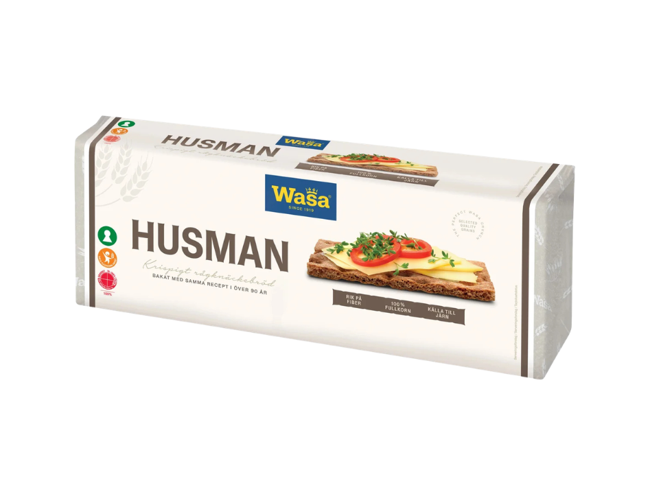 2 Packs of Wasa Husman Crispbread 520g (18.3 oz) – Authentic Swedish Whole Grain Rye Crispbread