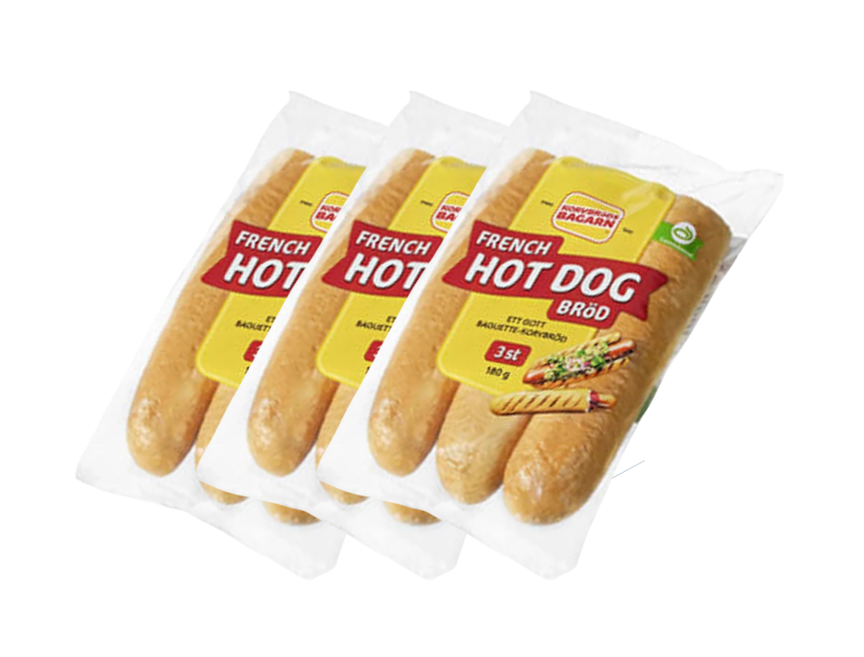 3 Packs of Korvbrödsbagarn French Hot Dog Bread - 3-Pack, 180g (6.34 oz)