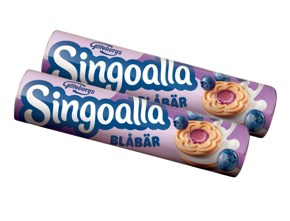 2 Packs of Göteborgskex Singoalla Blueberry Cookies 190g (6.70 oz) – Authentic Swedish Blueberry Cream-Filled Biscuits