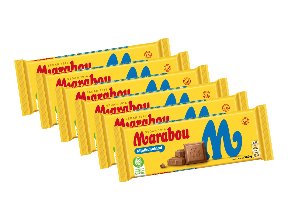6 Bars of Marabou Milk Chocolate 160g (5.64 oz) – Authentic Swedish Creamy Milk Chocolate