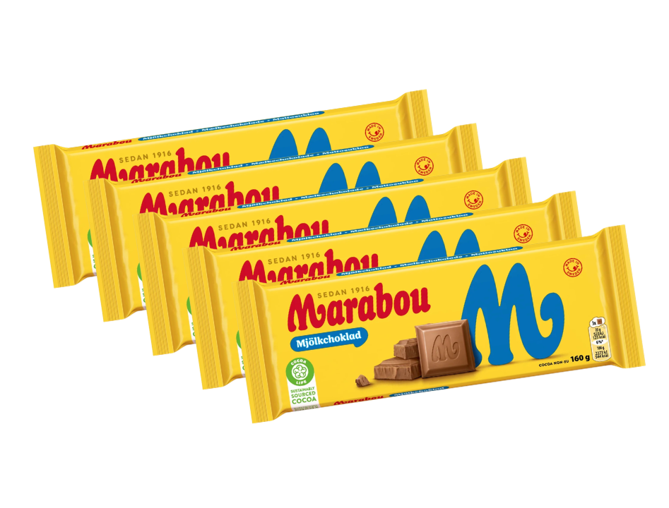 5 Bars of Marabou Milk Chocolate 160g (5.64 oz) – Authentic Swedish Creamy Milk Chocolate