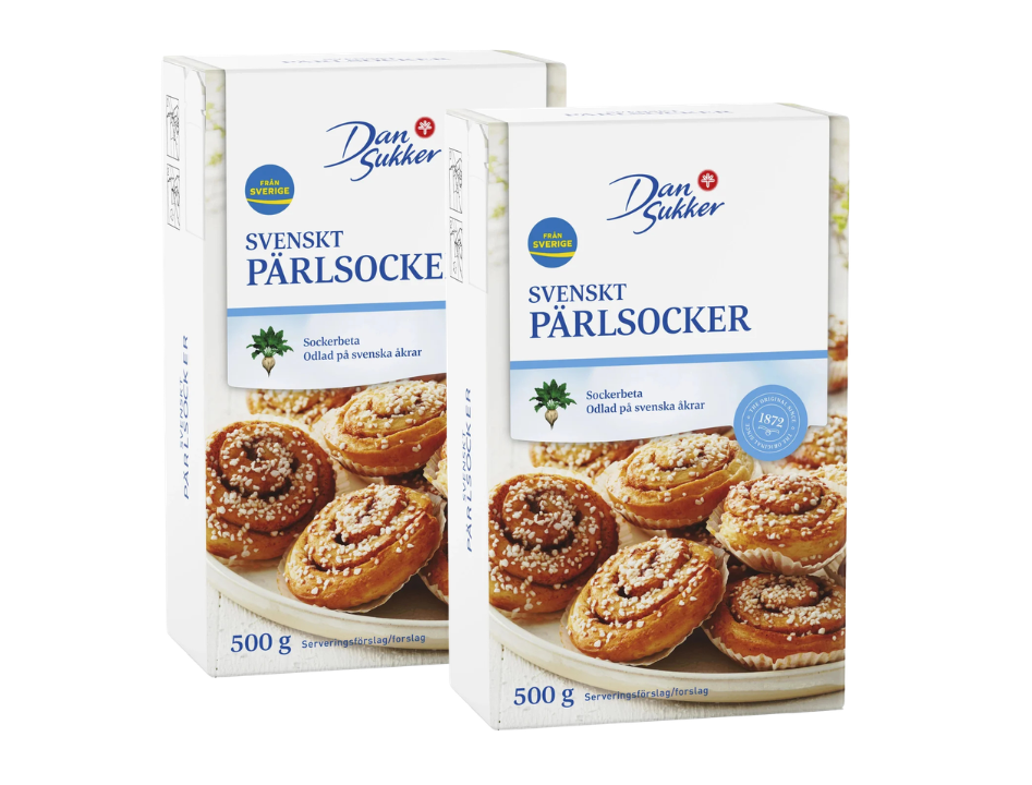 2 Packs of Dan Sukker Swedish Pearl Sugar 500g (17.63 oz) – Authentic Svenskt Pärlsocker for Scandinavian Baking