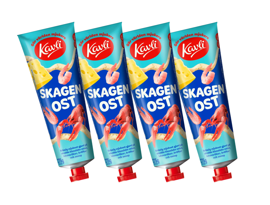 4 Tubes of Kavli Skagenost Seafood Cheese Spread 275g (9.70 oz) – Authentic Swedish Creamy Cheese Spread with Shrimp & Crab
