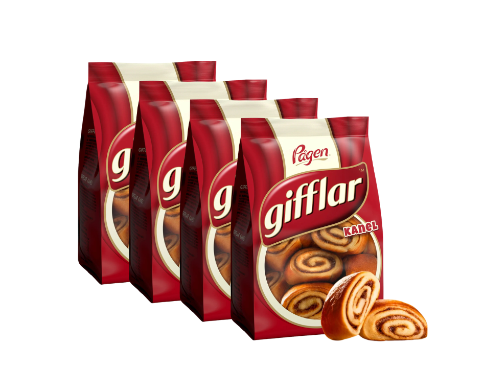 4 Bags of Gifflar by Pågen 300g (10.58 Oz), Swedish cinnamon rolls, buns, kanelgifflar, swedish fika, swedish food, kanelbullar