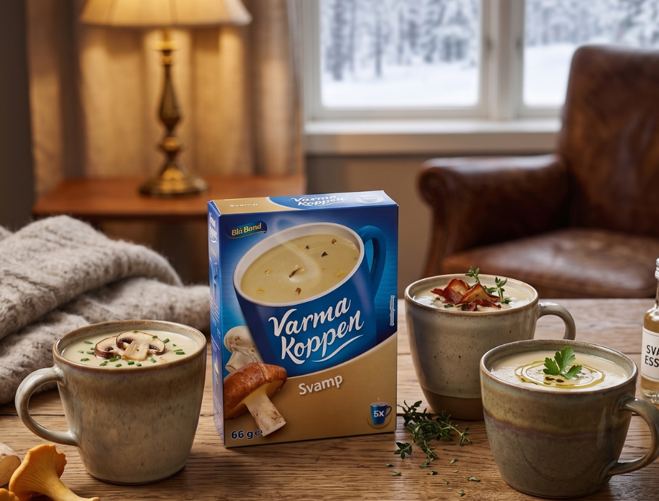 2 Packs of Blå Band Varma Koppen Mushroom Soup Mix 66g (2.32 oz) – Creamy Swedish Instant Mushroom Soup
