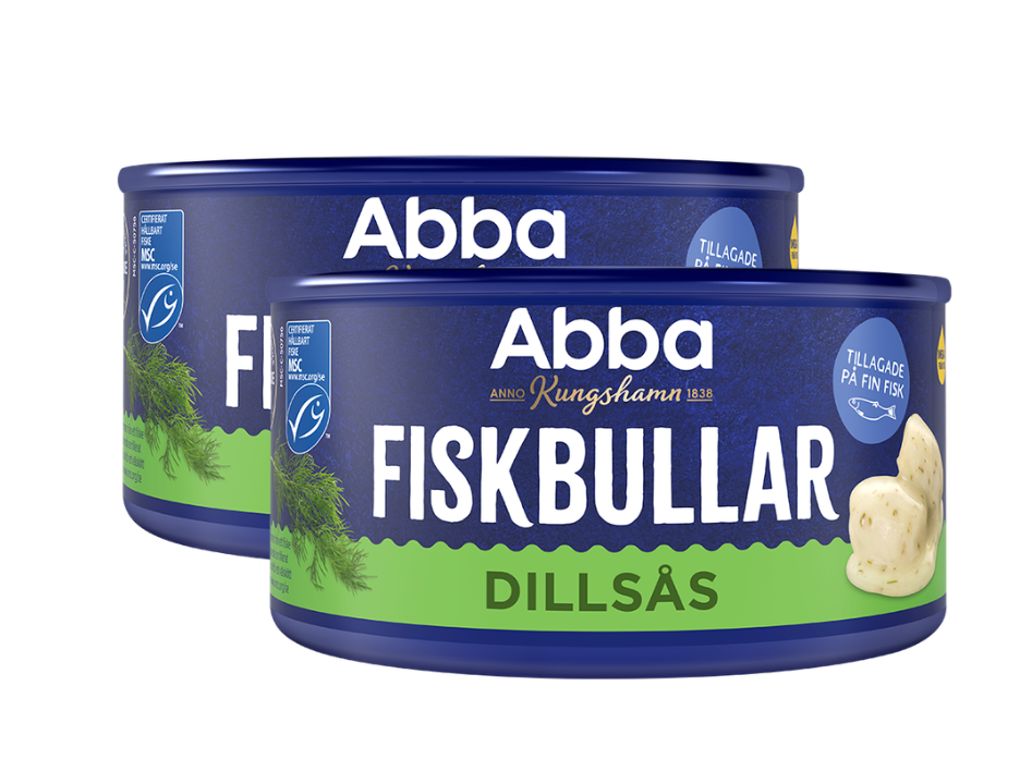 2 Cans of Abba Fiskbullar i Dillsås 375g (13.23 oz) – Authentic Swedish Fish Balls in Creamy Dill Sauce