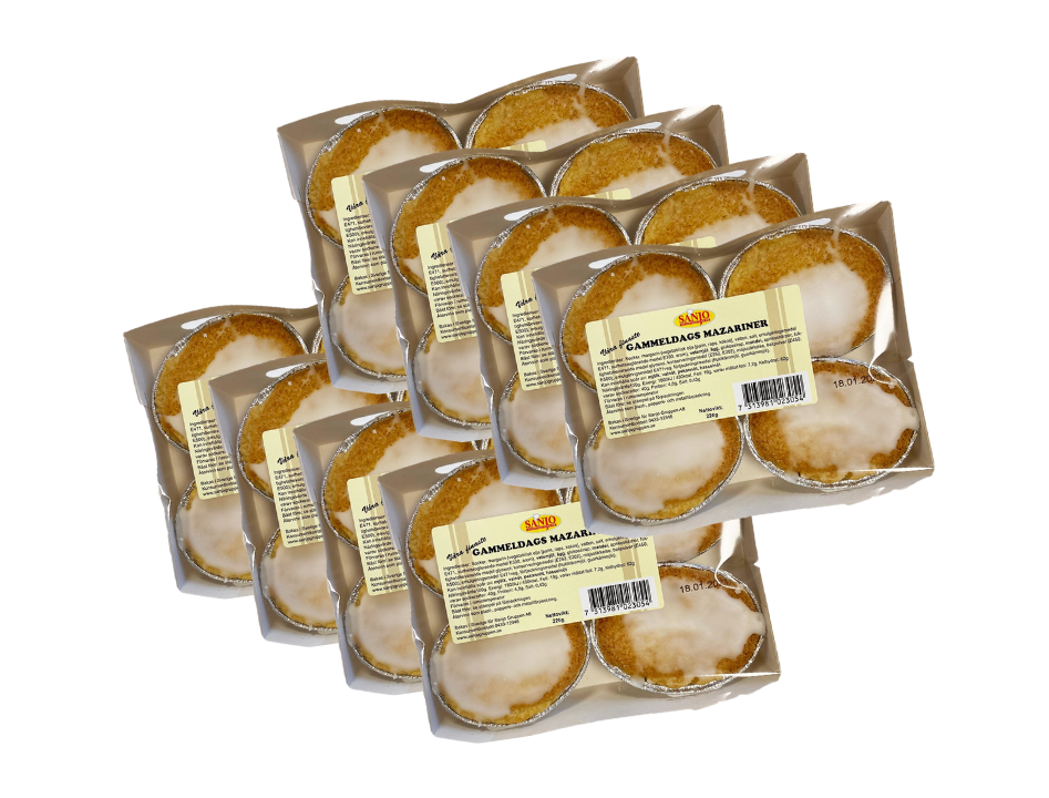 Sanjo Gammeldags Mazariner 8 × 220g (8 × 7.76 oz) – Authentic Swedish Traditional Almond Pastries