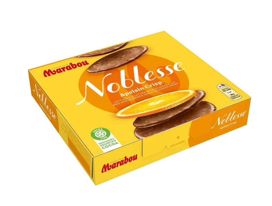 4 Boxes of Marabou Noblesse apelsin (orange) Crisp 150g (5.29 Oz) - Swedish Milk Chocolate with orange, swedish chocolate, milk chocolate