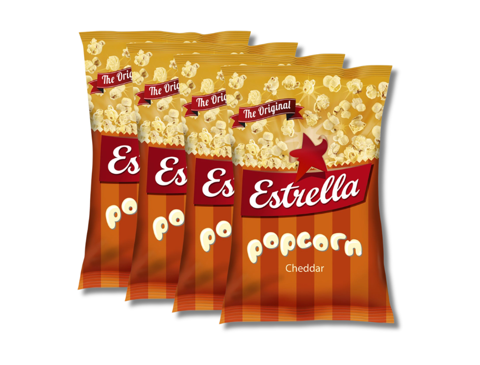 4 Bags of Estrella Popcorn Cheddar – 65g (2.29oz)