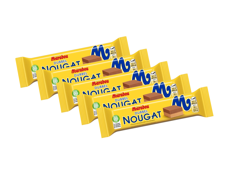5 Bars of Marabou Dubbel Nougat Chocolate Bars 3 × 43g (3 × 1.52 oz) – Authentic Swedish Milk Chocolate with Almond & Hazelnut Nougat