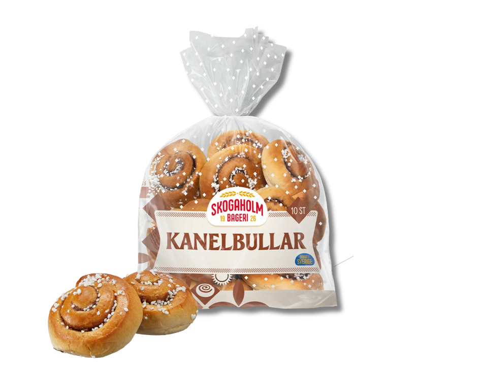Skogaholm Kanelbullar – Traditional Swedish Cinnamon Buns (10 pcs per bag, 450g / 15.87oz)