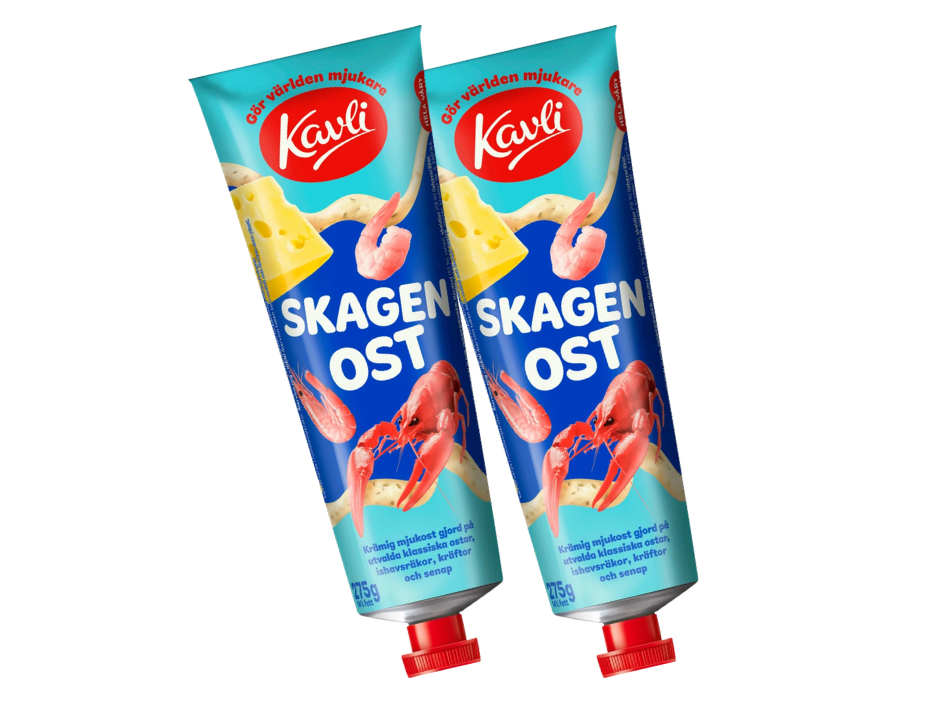 2 Tubes of Kavli Skagenost Seafood Cheese Spread 275g (9.70 oz) – Authentic Swedish Creamy Cheese Spread with Shrimp & Crab