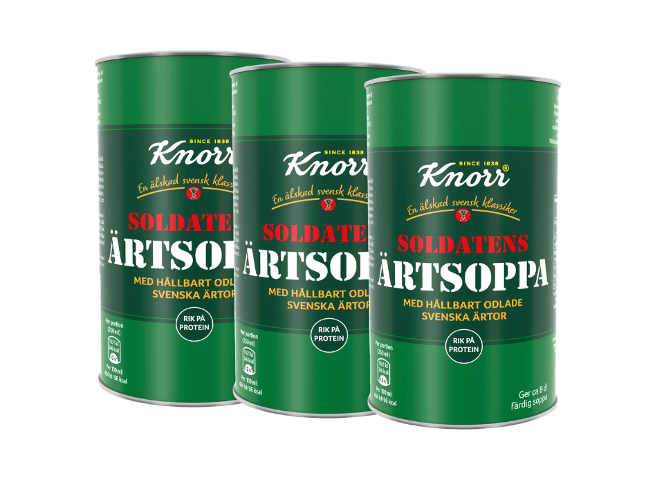 3 Cans of Knorr Soldatens Ärtsoppa 540g (19.05 oz) – Authentic Swedish Yellow Pea Soup – Serves 8 dl