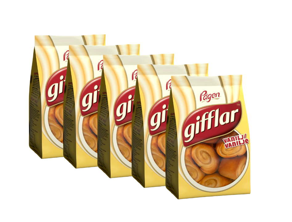 5 Bags of Pågen Gifflar Vanilla Rolls 280g (9.87 oz) – Authentic Swedish Mini Vanilla Pastries