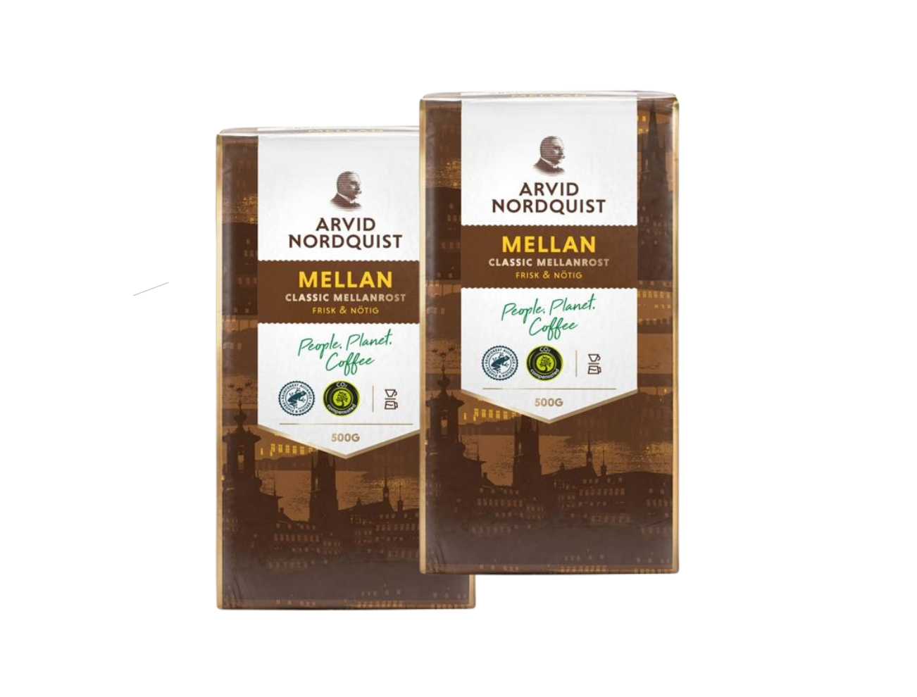 2 Packs of Arvid Nordquist Coffee Medium Roast, Mellanbrygg 500g (17.63oz), Swedish coffee, Scandinavian coffee