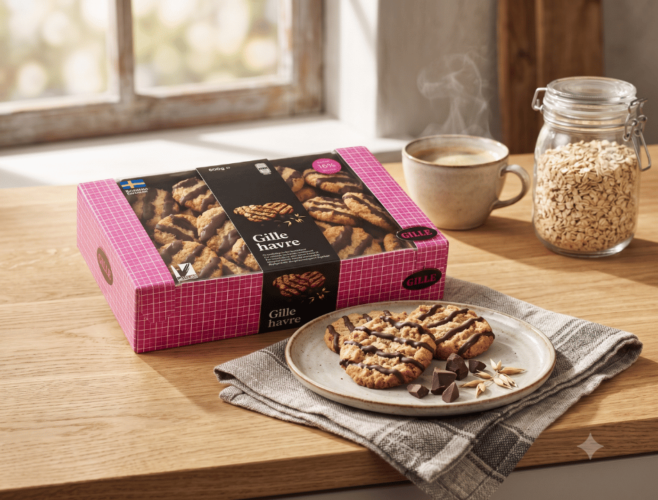 3 x Gille Havre 600g (21.16 oz) – Authentic Swedish Oat Cookies with Cocoa Glaze – Vegan