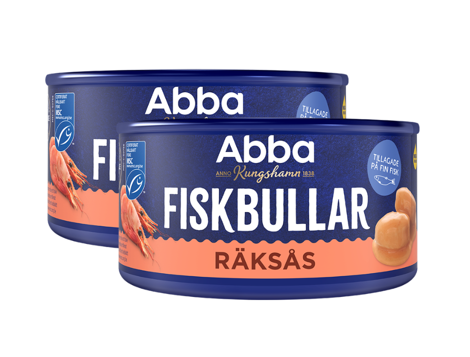 2 Cans of Abba Fiskbullar i Räksås 375g (13.23 oz) – Authentic Swedish Fish Balls in Shrimp Sauce